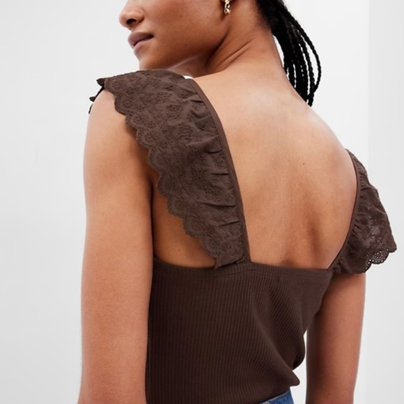 GAP Rib Eyelet Flutter Sleeve Tank Top Size XXL tall - Picture 2 of 7